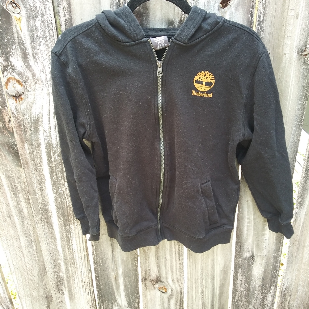 ❤Timberland Black Zip Up Hoodie Size L 14/16